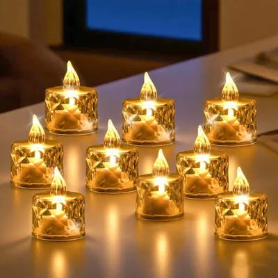 Produktbild von 24 Stück LED Elektrische Teelichter, 3.6 * 5cm Flackernde Flamme Teelichter, Realistische batteriebetriebene Flammenlose Kerzen für Halloween Valentinstag Hochzeiten Weihnachten Dekoration
