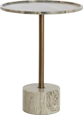 Image de Table d'appoint Light & Living Civita en pierre marbre gris sable foncé bronze – Ø37x49 cm