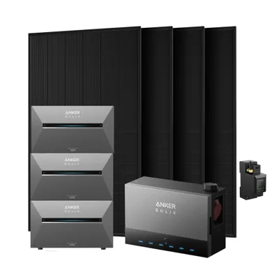 Produktbild von Powerness Balkonkraftwerk mit Speicher, Anker Multisystem SOLIX Solarbank Power Dock mit 3x Solarbank 3 E2700 Pro und 2000W Solarmodule (0% MwSt)