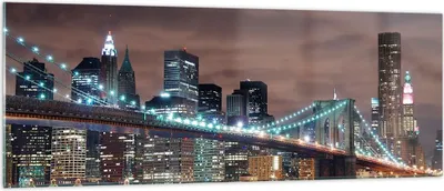 Produktbild von Bilder auf glas - Stadt Brücke Wolkenkratzer - 140x50cm - Glasbilder - Wandbilder - Kunstdruck - zum Aufhängen bereit - Wanddekoration aus Glas - Glas Bilder - Wandbild auf Glas - GAB140x50-0218