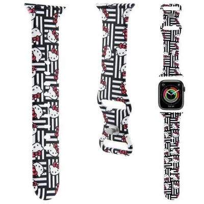 Produktbild von Hello Kitty Apple Watch Armband für 38 / 40 / 41mm Kitty Head und Streifenmuster