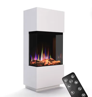 Produktbild von Glow Fire Elektrokamin 'PR11' in Weiss| LED Standkamin in weiß mit Heizung (1500 W) | HxBxT: 130x61,5x40cm