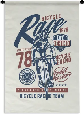 Produktbild von MuchoWow® Wandteppich Wandbehang Radsport - Fahrrad - Vintage 90x135 cm Tapisserie Dekoration Wandtuch - Baumwolle - Wandskulptur
