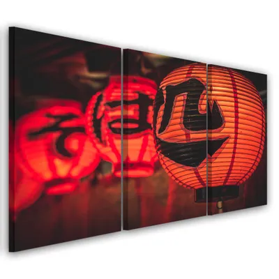 Produktbild von Triptychon auf leinwand rote landschaften 120x80 cm Feeby rot wandbild bereit zum aufhängen