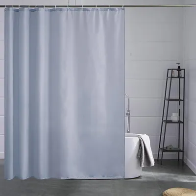 Productafbeelding van Douchegordijn 180x180 cm, textiel, polyester, schimmelwerend, waterafstotend, grijs, blauw, met 12 ringen