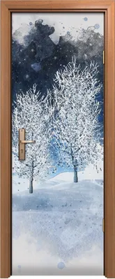 Produktbild von Türposter 70x200 cm Türaufkleber Türtapete Türfolie Klebefolie Aquarell einer Winter Landschaft
