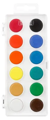 Image de KOH boîte de couleurs école Ø 22,5mm peinture à l'eau 12pcs blanc K