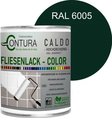 Produktbild von Fliesenlack 750ml. Fliesenfarbe 20 Farben Lack Fliesen Wand Boden Bad Küche - RAL 6005 Moosgrün