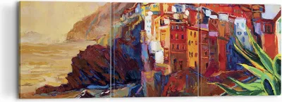 Produktbild von Bild auf Leinwand - Leinwandbild - 3 Teile - Manarola Bunt Öl - 120x40cm - Wand Bild - Wanddeko - Wandbilder - Leinwanddruck - Bilder - Wanddekoration - Leinwand bilder - Wandbild - CA120x40-4164