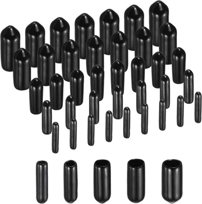 Produktbild von 100 Stück Gummi-Endkappen 2mm/3mm/4mm/5mm/6mm Gummikappen Runde Vinyl Bolzen Kappe, Abdeckschrauben Gewindeschutz Bolzenkappen für Schrauben Rohren Stuhlbeinkappen, Schwarz