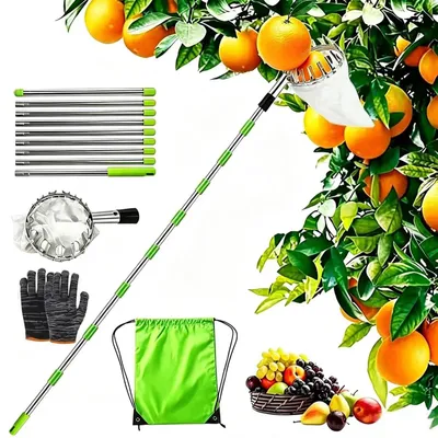 Produktbild von Obstpflücker Apfelpflücker Kirschpflücker - 16 cm - Edelstahl - Grün - 3,6 m