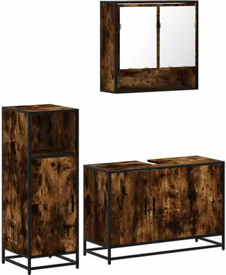 Immagine prodotto di vidaXL Set di mobili da bagno a 3 pezzi in legno di quercia affumicata