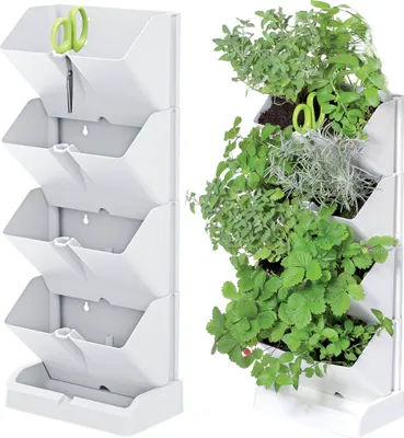 Obrázok produktu pre Vertikálne záhradné modulárne kvetináče Mini Cascade White Flowerpot Výsadba príslušenstva