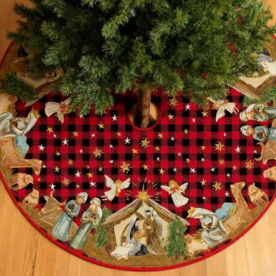 Produktbild von Weihnachtsbaumdecke Rund 122 cm mit Sternen & Engeln