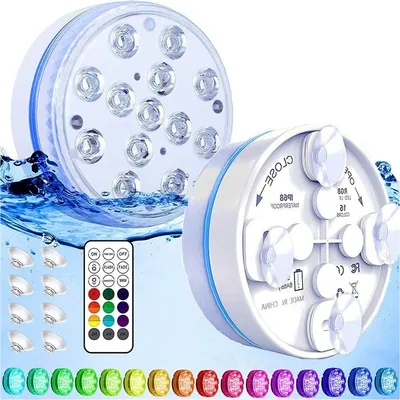 Produktbild von 2x 7cm Poolbeleuchtung mit Saugnapf Unterwasser Licht  Wasserdichte Tauchen Licht mit Fernbedienung