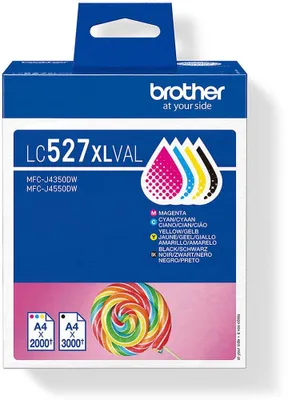 Produktbild von Brother LC527XLVAL, Hohe (XL-) Ausbeute, Schwarz, Cyan, Magenta, Gelb, Tinte auf Pigmentbasis, Tinte auf Pigmentbasis, 4 Stück(e), Value pack