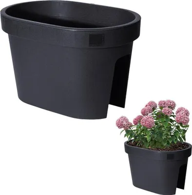 Produktbild von Hängende Blumenkasten schwarze Balkonbox 39x26x24cm