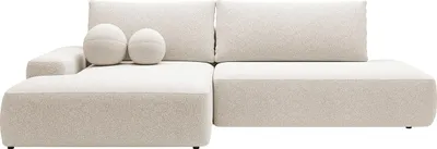 Produktbild von Ecksofa mit Schlaffunktion - Ecke links - einseitige Armlehne - melierter Stoff - Beige - DAVISO