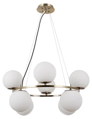 Image de Suspension à boules blanches Larosa, bronze antique, 8 x E14 x 5 W, verre, dimensions : 85 x 65 x 65 cm, IP20, Italux
