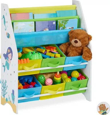 Produktbild von relaxdays Kinderregal mit 6 Boxen & 2 Hängefächern