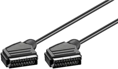 Obrázok produktu pre Goobay 50176 Pripojovací kábel Scart, poniklovaný, ø 7 mm, 5 m, čierny - zástrčka scart (21-pin) > zástrčka scart (21-pin)
