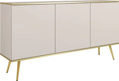Produktbild von ORO K-160 Kommode 2 Türen, 2 Schubladen, Push-to-Open, Beige, Metallfüße Gold, 160x83x39 cm