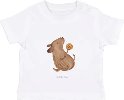 Produktbild von Mr. & Mrs. Panda Babyshirt Hund Keks 0. - 6. Monat - Weiß - Geschenk, Kleinkind Shirt, Hundeleckerli, Baby , T-Shirt, glücklich, Leckerli, Oberteil, Sprüche, Hungrig