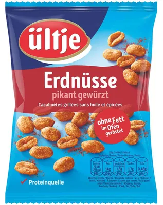 Produktbild von ultje ERDNÜSSE pikant gewürzt, Erdnuss, 200 g, 590 kcal, 177 kcal, 25 g, 7,6 g