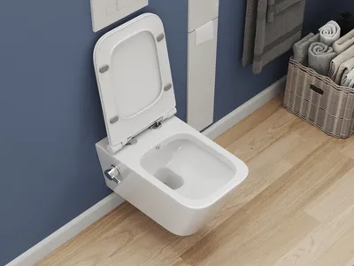 Produktbild von SSWW Taharet WC Inkl. Armatur und abnehmbarer Softclose Sitz Dusch-WC Hänge-WC Toilette mit Bidet-Funktion Hygienisch Keramik Delta Unterspülrand 540 x 360 x 320 mm