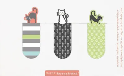 Produktbild von MOSES Magnetlesezeichen Katzen farbenfroh 3er Set 14.5 x 8.8 x 0.2 cm