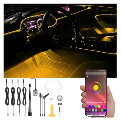 Imagen del producto de Guirnalda de luces LED de fibra óptica de 5 metros, con control mediante aplicación Bluetooth