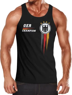 Produktbild von Herren Tanktop EM Fußball Europameisterschaft 2021 Fan-Shirt Deutschland Germany Champion Moonworks® schwarz XXL