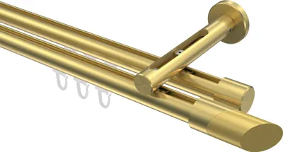Produktbild von Interdeco Innenlaufstange / Gardinenstange mit Innenlauf Messing-Optik, Typ Siteno Verano (Schräge Bicolor), 20 mm Ø 2-läufig, 320 cm