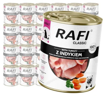 Produktbild von Rafi Classic mit Pute 24x800g Alleinfutter Nassfutter für ausgewachsene Hunde aller Rassen