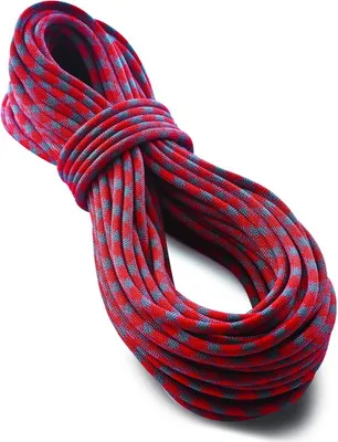 Dynamisches Kletterseil TRUST Einfachseil 110 von Tendon; rot-blau gestreift; für Kletteraktivitäten.