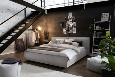 Produktbild von KAWOLA Bett CARLO Polsterbett Stoff grau 160x200cm