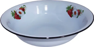 Produktbild von VIKTORIA ERDBEEREN Emaille Schüssel RUND 7 Liter ca 39,5cm Durchmesser / Retro Nostalgie Geschirr