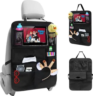 Obrázok produktu pre Organizačná taška do detského autosedačky 40 x 60 cm s 8 vreckami pre 10-palcový tablet, priehradkou na hračky a chráničom operadla pre deti