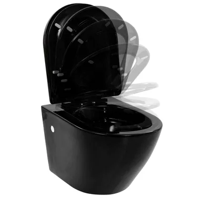 Produktbild von Hochwertigen Möbel Hänge-WCs - Schwarz Wand-WC ohne Spülrand Keramik Schwarz NEU2323511