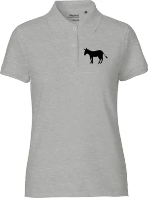 Produktbild von Huuraa Damen Polo Shirt Esel Silhouette XL Sport Grey Bio Baumwolle Fairtrade Poloshirt Geschenkidee