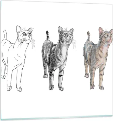 Produktbild von Bilder auf glas - Katzen Tiere Kinder Illustration - 30x30cm - Glasbilder - Wandbilder - Kunstdruck - zum Aufhängen bereit - Wanddekoration aus Glas - Glas Bilder - Wandbild auf Glas - GAC30x30-3211