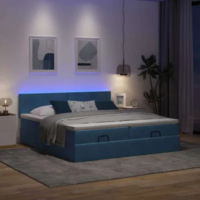 Produktbild von Eleganten-Stil Ottoman-Bett mit Matratzen Dunkelblau 200x200 cm Samt - Klassische Betten CHY7697207