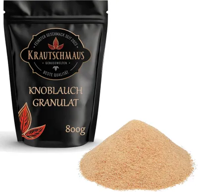 Produktbild von 800g Knoblauchgranulat von Krautschmaus, Knoblauch granuliert, Knoblauchpulver, kräftiges Aroma ohne Zusatzstoffe