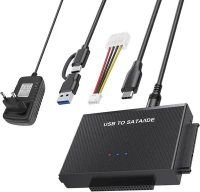 Productafbeelding van SATA naar USB Adapter - USB 3.2, IDE/SATA naar USB, Ondersteunt 6TB, Inclusief USB-kabel en SATA-kabel
