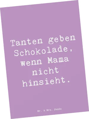 Produktbild von Mr. & Mrs. Panda Ansichtskarte Spruch Tante Schokolade - Lavendeltraum - Geschenk, kunstkarte, Freuden, Spaß, Familienmitglieder, Nichte, Postkarten, Grußkarte, Postkarte