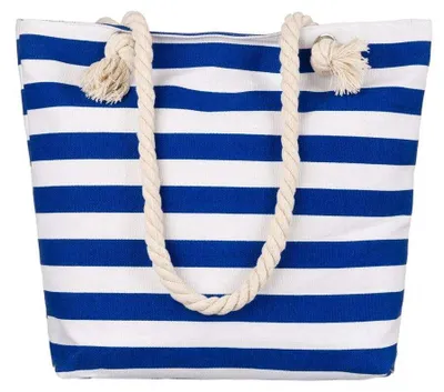 Imagen del producto de Bolso de playa para mujer, de tela, en blanco y azul, de 41x36 cm