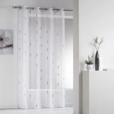 Chenille-Vorhang mit Ösen, Grau, 140x260 cm, Polyester