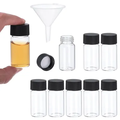 8er-Set 20 ml Glasfläschchen mit Schraubdeckel und Trichter