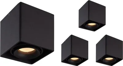 Produktbild von hoftronic LED Aufbaustrahler 4x 4W 345lm 2700K Schwarz GU10 Dimmbar Schwenkbar