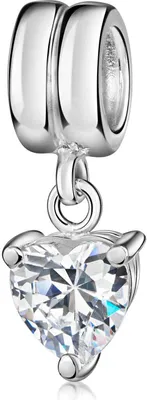 Produktbild von MATERIA by Matthias Wagner 925 Silber Dangle Bead mit Zirkonia Herz Anhänger weiß 1360